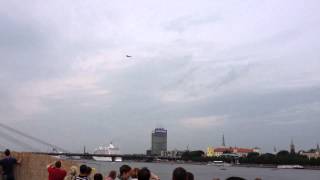 Svetlana Kapanina aerobatic pilot flying her quotzebraquot aeroplane over the Riga city [upl. by Starks]