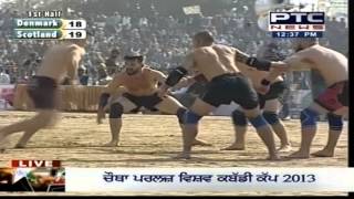 Denmark vs Scotland  Mens  Day 10  Pearls 4th World Cup Kabaddi Punjab 2013 [upl. by Ennasirk]