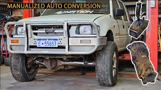 TF Rodeo Manualized Auto conversion and Jackaroo transfer case  A340 gearbox and rachet shifter [upl. by Nore]