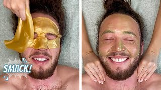 GETS HIS FIRST FACIAL EVER amp Didnt know what to expect ASMR Jadeywadey180 [upl. by Retsub]