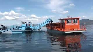 Lake River Aquatic Hyacinth Weed Harvester Floating Trash Skimmer Boat [upl. by Goodson195]