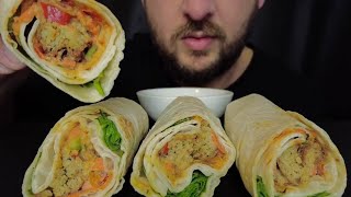 ASMR Eating FALAFEL amp SPICED HOUMOUS in a Tortilla Wrap with Crunchy Veg Eating Sounds MUKBANG [upl. by Viafore]