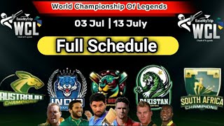 world championship of legends cricket 2024 schedule  WCL Schedule 2024 [upl. by Goodill]