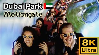 Dubai Park Motiongate  all rides walk 8k ultra HD [upl. by Anina257]