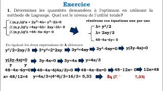 le microeconomie exercice 5 la methode de lagrange [upl. by Anihsak]