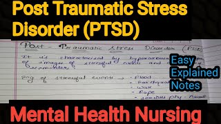 Notes Of Post Traumatic Stress Disorder PTSD in Mental Health Nursing Psychiatric in Hindi [upl. by Nessah237]