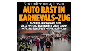 Rosenmontag Auto fährt in MenschenmasseKarnevalAutohessen [upl. by Gavini]