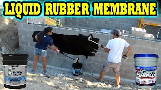 How to seal Concrete amp CMU block walls and foundations with Liquid Rubber Waterproof Coatings DIY [upl. by Palladin]