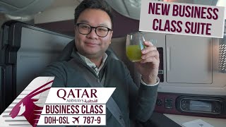 Qatar Airways NEW Business Class Suite 7879 Review · Doha  Oslo [upl. by Melda]