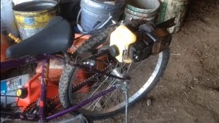 home made weedeater bike build and test ride [upl. by Ecyla499]