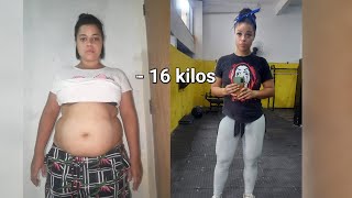 Evolução musculação  Antes e depois academia feminino como perdi 16 kl [upl. by Nereil683]