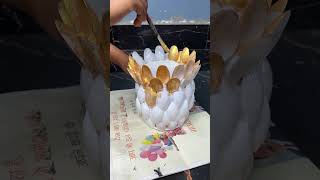 Golden Flower Vase Craft using Plastic Spoons short reel viral youtubeshort trending recycling [upl. by Kassie163]