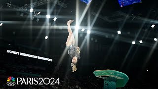 Jade Carey excellent on vault in team gymnastics competition for USA  Paris Olympics  NBC Sports [upl. by Attecnoc]