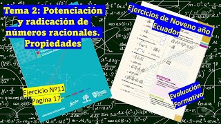 Potenciación y radicación de números racionales Ejercicio Nº11  Libro de Noveno año Pag 17 [upl. by Itaws]