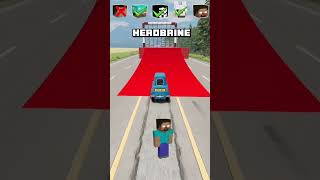 NOOB vs PRO vs HACKER vs HEROBRINE Car jump challenge 😎🚗 shorts beamngdrive [upl. by Lleirbag]