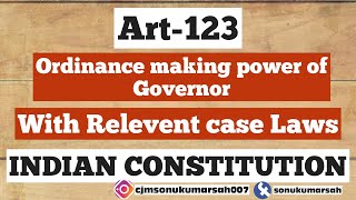 Article123  Governors Ordinance Power  Indian Constitution [upl. by Eelrebmyk642]