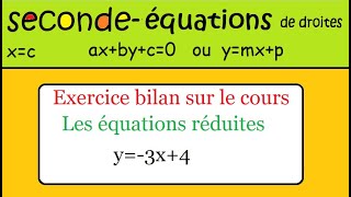 Seconde Savoir utiliser léquation réduite dune droite  Le cours IMPORTANT [upl. by Mcnelly400]