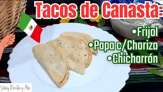 Tacos de Canasta Receta Fácil Frijol Chicharrón y Papas con Chorizo fyp mexico [upl. by Leahcimed]