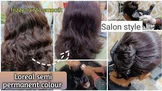 Loreal semi permanent hair colour 😍 Burgundy ✨ salon style లోtelugu [upl. by Ansilme]