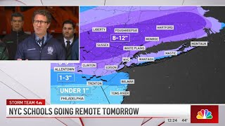 NYC winter storm updates remote schools polls open parking rules in effect  NBC New York [upl. by Fridell]