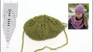 How to knit lace pattern for the hat in DROPS 18227 [upl. by Mayyahk]