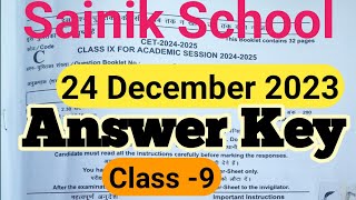 Sainik school class 9 answer key  Class 9 Sainik School 24 December 2023 answer key [upl. by Karlens]