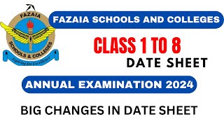 FAZAIA SCHOOLS AND COLLEGES DATE SHEET OF CLASS 1 TO 8 [upl. by Kyriako]