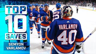 Top 10 Semyon Varlamov Saves from 201920  NHL [upl. by Aikcin]