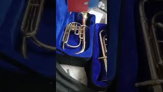 Baritone trumpet amp mellophone are cleaned and ready for packaging into boxes [upl. by Ancier]