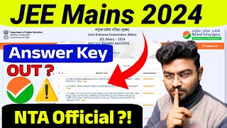 🔴🚨 Answer Key OUT  JEE Mains 2024 answer key 🔐  JEE Mains 2024 Result  Sonu Singh [upl. by Herta]