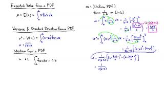 Expected Value Variance amp Median from a PDF [upl. by Anilac]