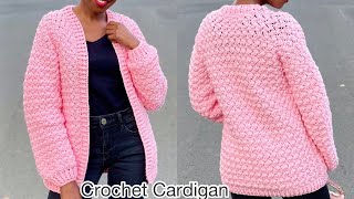 Easy Crochet Textured Cardigan Pattern  Crochetcardigan [upl. by Ettezyl961]