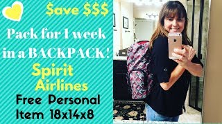 UPDATEPacking for One Week Spirit Airlines FREE Personal Item 18x14x8 [upl. by Yam552]