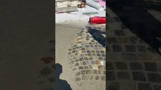 Cleaning the joint with car washer 😎⚒️ stonemason stonemasonry cleningjointstoncobblestone [upl. by Marna]