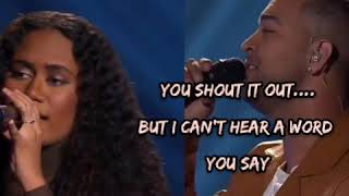 Chris Sabestian vs Sapphire Tamalemai  Titanium  The Voice Australia  lyrics [upl. by Aslin944]