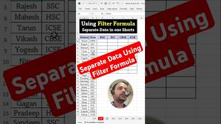 Filter Formula Separate Data in One Click  Filter Formula in Excel  Filter Formula  ytshorts [upl. by Eirojram329]