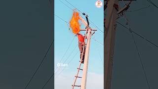 Electricity lineman safety work shorts viral video trending electrical [upl. by Lynsey]