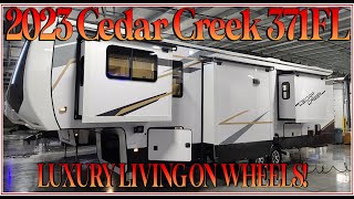 Luxury Front Living Room Fifth Wheel 2023 Cedar Creek 371FL  Couchs RV Nation  RV Review Tour [upl. by Ia535]