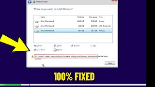 We couldnt create a new partition or locate an existing one When Installing Windows 11107  Fix ✅ [upl. by Akehsyt150]