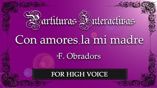 Con amores la mi madre KARAOKE FOR HIGH VOICE  F Obradors  Original Key F Minor [upl. by Airdnax]