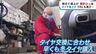 ４月からタイヤが値上げ ７月には冬タイヤも値上げ 駆け込み購入が増える [upl. by Asselam]