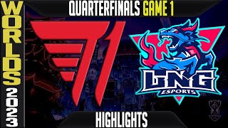 T1 vs LNG Highlights Game 1  S13 Worlds 2023 Quarterfinals  T1 vs LNG Esports G1 [upl. by Pasho]