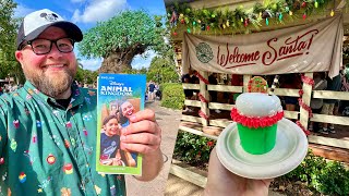 Disney’s Animal Kingdom 2024  NEW Christmas Snacks amp Meeting SANTA In Dinoland  Walt Disney World [upl. by Melc]