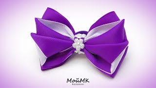 Бант из репсовых лент МК DIY Hair bow tutorial МойМК [upl. by Willumsen703]