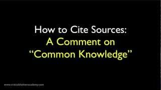 How to Cite Sources A Comment on Common Knowledge [upl. by Evered]