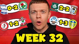 MY CHAMPIONSHIP WEEK 32 SCORE PREDICTIONS [upl. by Gildea]