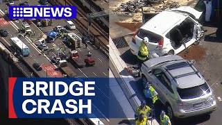 Two people killed in crash on Sydney Harbour Bridge  9 News Australia [upl. by Eniawd]