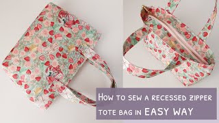 How to sew a zipper tote bag in easy way  diy small tote bag  mini tote bag tutorial [upl. by Maidy]