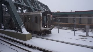 ᴴᴰ Blizzard of January 2016 R160 via Express plows through snow at Smith 9 Street [upl. by Syhr21]