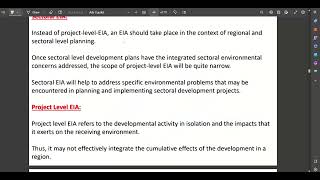 Types of EIAStrategicalRegional EIASectoral EIAProject Level EIA Comprehensive vs Rapid EIA [upl. by Steck]